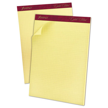 Ampad® Gold Fibre Canary Quadrille Pads, Stapled With Perforated Sheets, Quadrille Rule (4 Sq-in), 50 Canary 8.5 X 11.75 Sheets freeshipping - TVN Wholesale